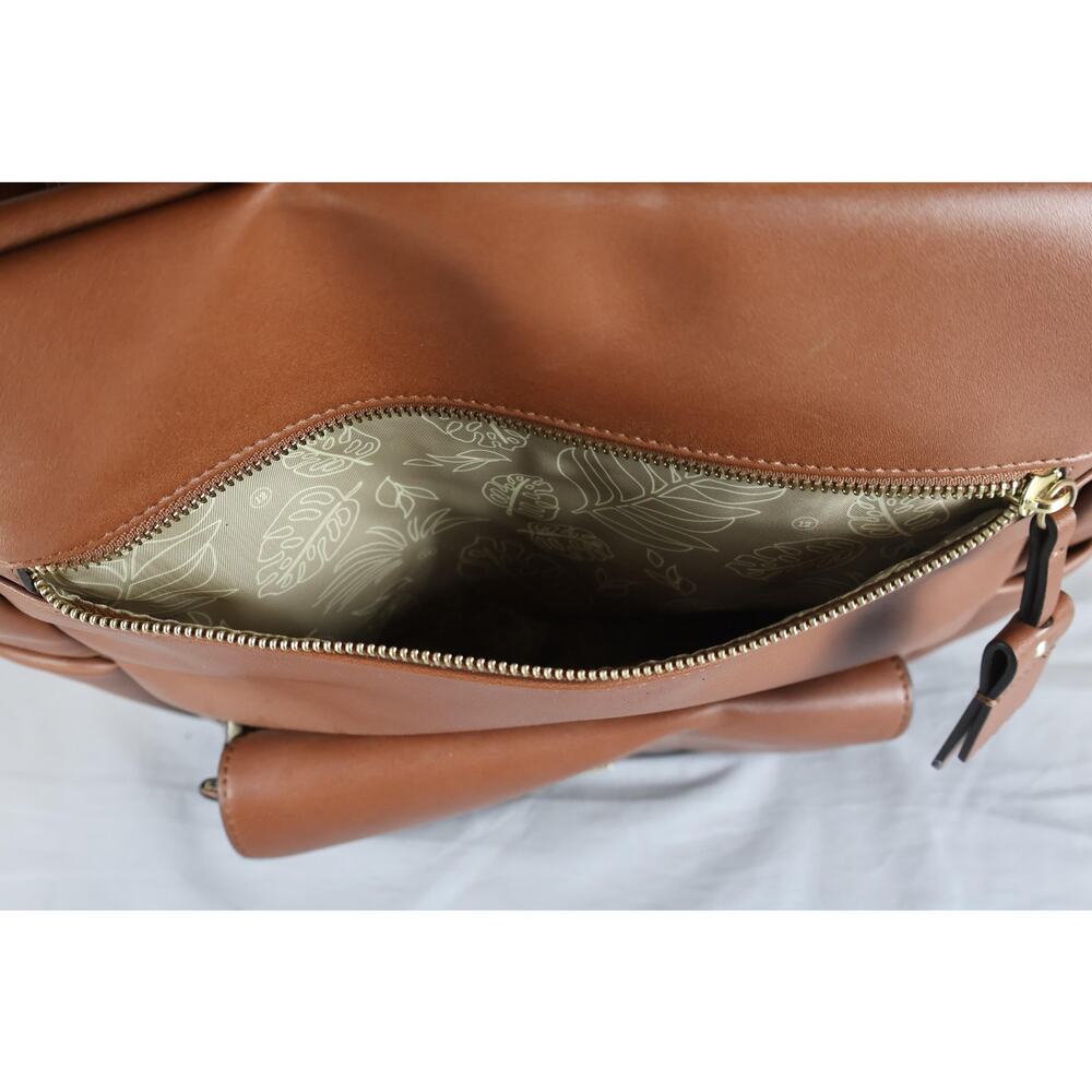 TWELVElittle Brown Vegan Leather Diaper Backpack Bag Changing Pad Pockets Travel - Picture 6 of 8